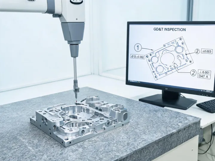 CMM probe measuring machined fixture