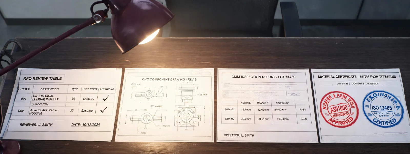 Precision machinery RFQ review table