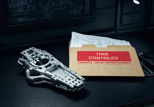 Defense machined component with controlled documentation